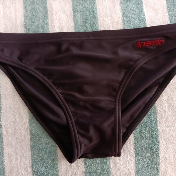 (*) VINTAGE 1 1/2" SPEEDO, DARK NAVY, W/ RED & WHITE SIDES, SIZE 31" (Pre-Owned) - Picture 1 of 10